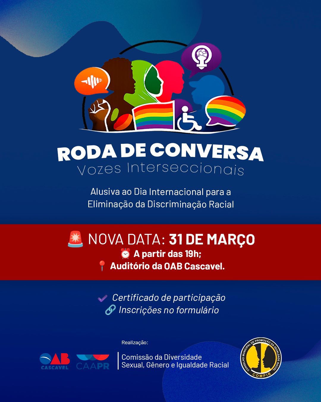 OAB Cascavel lança nova data para a roda de conversa sobre interseccionalidade e discriminação racial